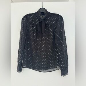 Ted Baker Riiaa Joyous Black Gold Blouse - size 0